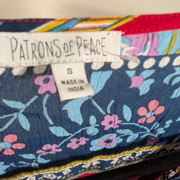 Patrons of Peace Red and Blue Floral Bohemian Wrap Size S - Picture 5 of 8
